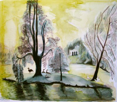 斯托黑德，傍晚的湖面，2006 年（水彩画） 作者 玛丽·库珀