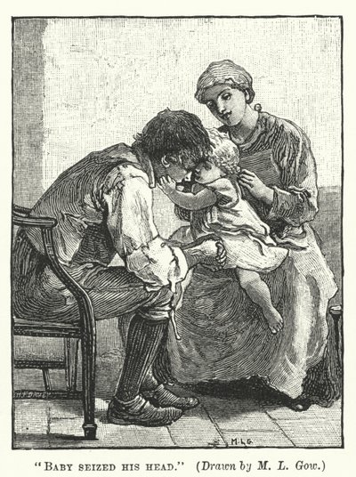 Silas Marner - 婴儿抓住他的头（雕刻） 作者 玛丽·L·高