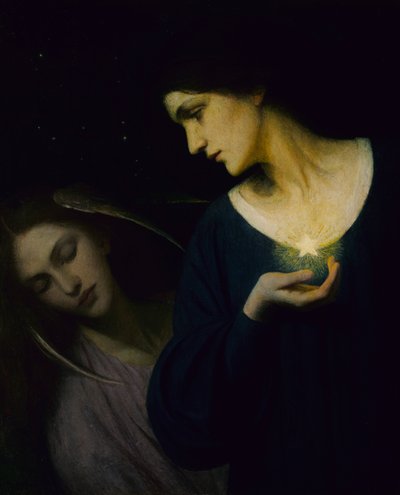 夜晚和她的女儿睡觉，1902年。 作者 玛丽·L·麦康伯