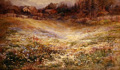 阿尔卑斯山的草地（纸上水彩画） 作者 玛丽·史蒂文斯（Mary Stevens）