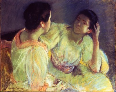 对话，约于1896年（在纸上的粉彩布在画布上） 作者 玛丽·史蒂文森·卡萨特