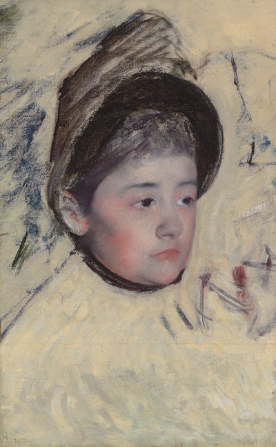 戴女帽的女士，约1889年 作者 玛丽·卡萨特