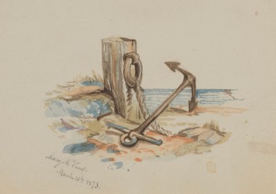 无题停泊和锚，1873年。 作者 玛丽·沃克斯·沃尔科特