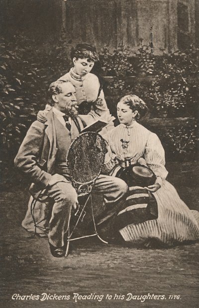查尔斯-狄更斯给他的女儿们读书》，1865年 作者 梅森公司