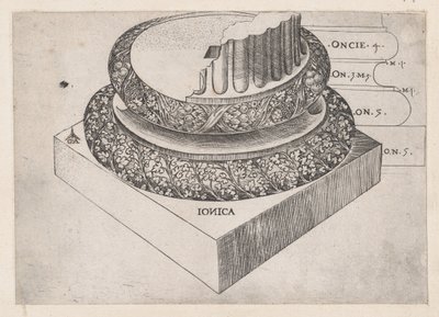 Speculum Romanae Magnificentiae: 爱奥尼亚基座，约1537年。 作者 遗传算法硕士