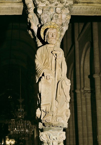 竖框与圣詹姆斯图，Pórtico de la Gloria，Cathedrale Santiago de Compostela 作者 马特奥大师