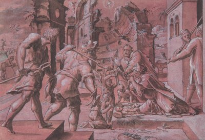 牧羊人的崇拜，1540-60。 作者 列支敦士登崇拜大师