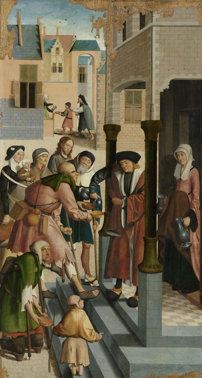 慈悲的七部作品：《渴了喝酒》，1504年 作者 阿尔克马尔大师