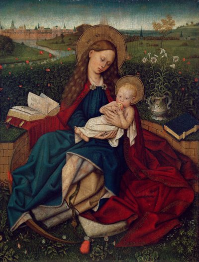 谦卑的麦当娜，1450-70 作者 Master of Flémalle