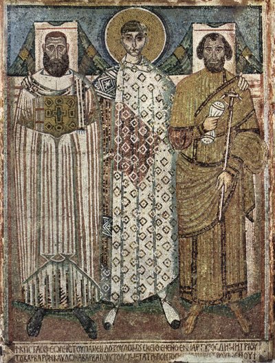 塞萨洛尼基的圣德米特里与捐助者，6-7世纪 作者 Hagios Demetrios的大师