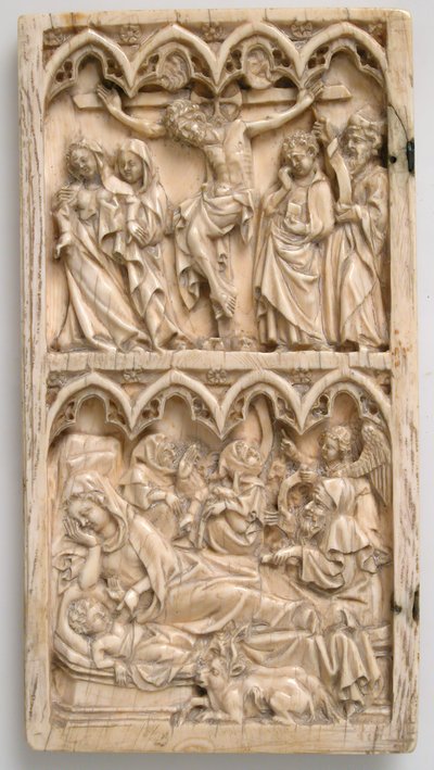 耶稣受难和耶稣诞生的双联画的叶子，德国，约1375-1400年。 作者 克雷姆斯明斯特硕士