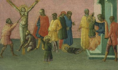 圣徒的殉难，1400-50（面板上的蛋彩画和金箔） 作者 Master of St. Julitta and St. Quiricus Master of St. Julitta and St. Quiricus
