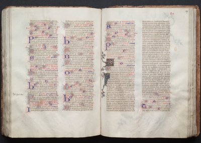 哥达弥撒曲》（The Gotha Missal）：Fol.106v，文本，约1375。 作者 Boqueteaux大师