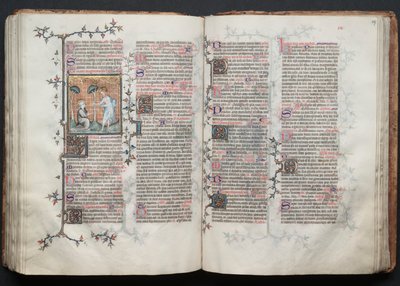 Gotha Missal: Fol. 116v, St.抹大拉的玛丽跪下，约1375年。 作者 Boqueteaux大师
