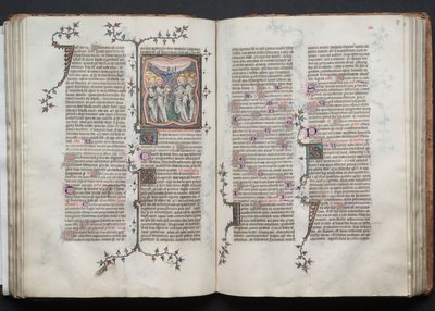 哥达弥撒曲》（The Gotha Missal）。Fol.76v, The Ascension, c. 1375. 作者 Boqueteaux大师