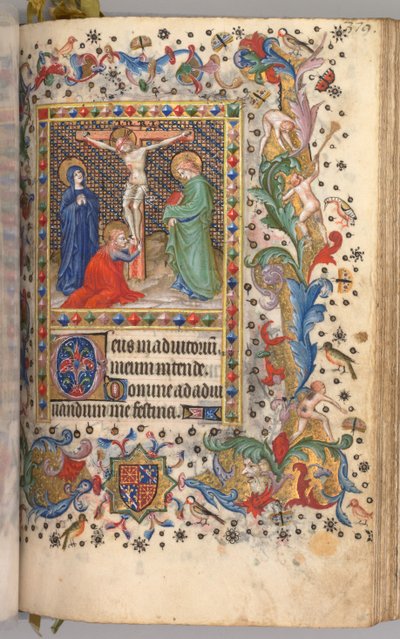 纳瓦拉国王（1361-1425）贵族查尔斯（Charles the Noble）的时间： 185r，被钉十字架，c。 1405。 作者 布鲁塞尔缩写和助理的硕士