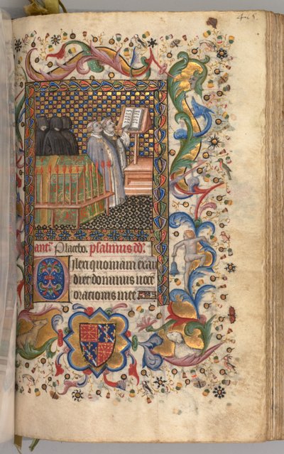 纳瓦拉国王（1361-1425）贵族查尔斯（Charles the Noble）的时间：死者办公室202r，c。 1405。 作者 布鲁塞尔缩写和助理的硕士