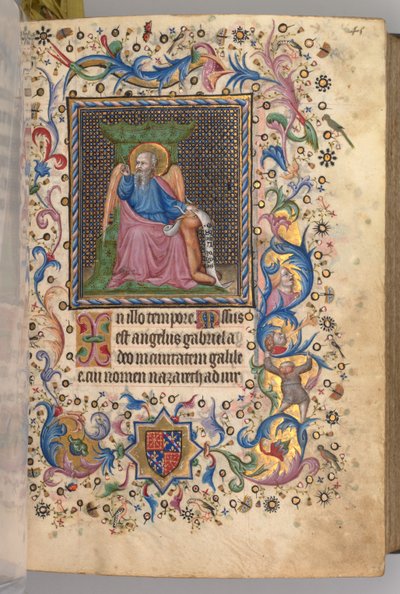 纳瓦拉国王（1361-1425）贵族查尔斯（Charles the Noble）的时间： 23r，圣卢克，c。 1405。 作者 布鲁塞尔缩写和助理的硕士