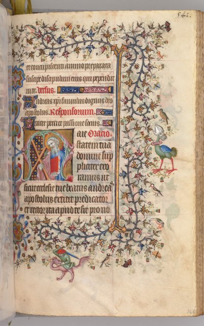 纳瓦拉国王（1361-1425）贵族查尔斯（Charles the Noble）的时间： 265r，圣安德鲁角c。 1405。 作者 布鲁塞尔缩写和助理的硕士