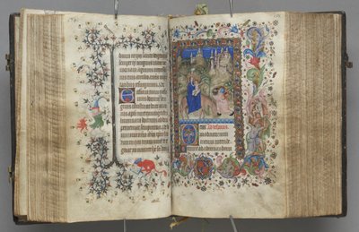 纳瓦拉国王（1361-1425）贵族查尔斯（Charles the Noble）的时间： 87v，文字，c。 1405。 作者 布鲁塞尔缩写和助理的硕士