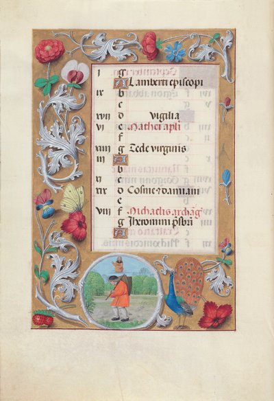 西班牙天主教女王伊莎贝拉的小时：  Fol.10v, 九月 作者 马克西米利安第一本祈祷书的硕士