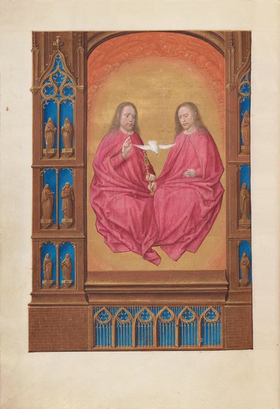 西班牙天主教女王伊莎贝拉的小时：  Fol.17v，三位一体 作者 马克西米利安第一本祈祷书的硕士