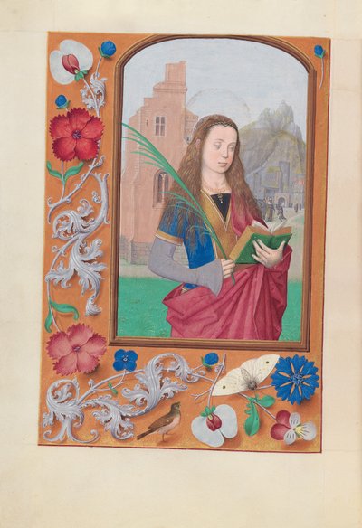 西班牙天主教女王伊莎贝拉的小时：  Fol.191v，圣芭芭拉 作者 马克西米利安第一本祈祷书的硕士