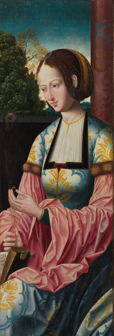 圣芭芭拉，约 1520 年（木板上的蛋彩画） 作者 圣血大师