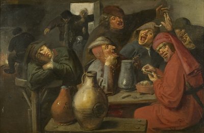 小酒馆的内部，农民旋转，约1635年（面板上有油） 作者 大罐子大师
