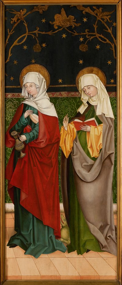 匈牙利的圣伊丽莎白和圣玛格丽特，约1485-1490。 作者 Kaufbeuren 圣器收藏室的主人