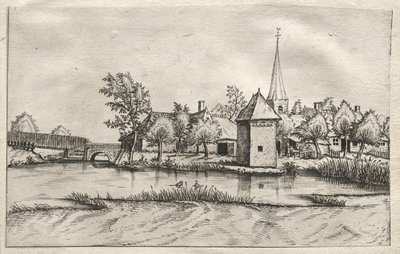 布拉班特和坎皮内的村庄景观。一个有壕沟的村庄，约1561年。 作者 小风景大师