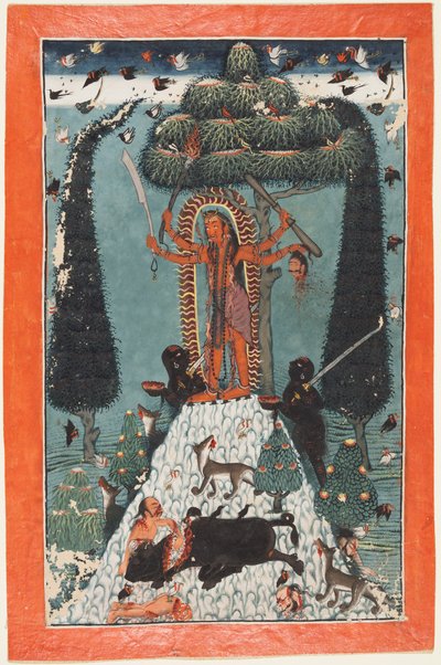 站在山顶上的卡利女神，约1730年。 作者 曼迪法院院长
