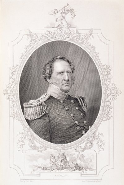 温菲尔德斯科特（1786-1866）来自“美国的历史”，Vol。 II，Charles Mackay，由Charles Holl从daguerrotype刻 作者 马修·布雷迪