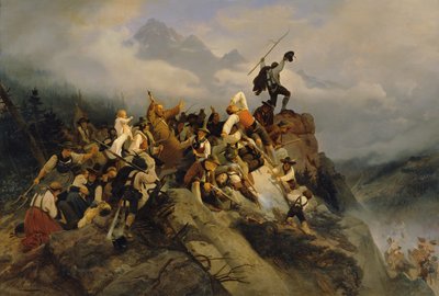 Joachim Haspinger神父在战斗的农民中，1842年。 作者 马蒂亚斯·阿塔里亚