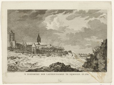 奈梅亨 Lappentoren 的崩溃，1784 年
T Instorten der Lappen-tooren te Nijmegen.1784 年（物品上的标题） 作者 弗朗西斯·桑索姆