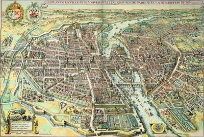 1615 年的巴黎平面图。 Mathieu Merian 雕刻 作者 年轻的玛利亚人马陶斯
