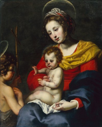 圣母子与施洗者圣约翰婴儿》（布面油画） 作者 Matteo Rosselli