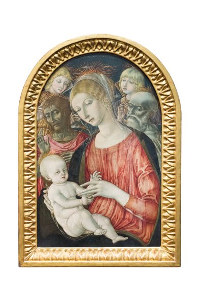 麦当娜和孩子与天使，施洗者圣约翰和圣杰罗姆 作者 Matteo di (c.1430 95) 乔瓦尼