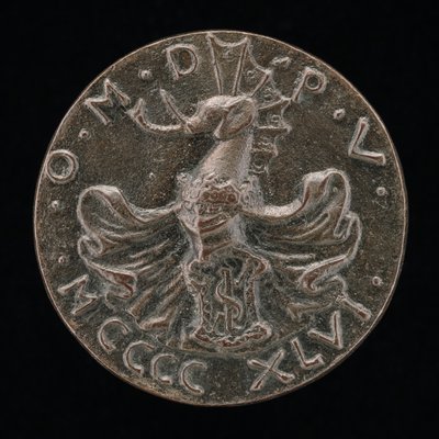 盾牌、头盔、象冠和套头衫[背面]，1446年。 作者 马蒂奥·迪·安德里亚·德·帕斯蒂