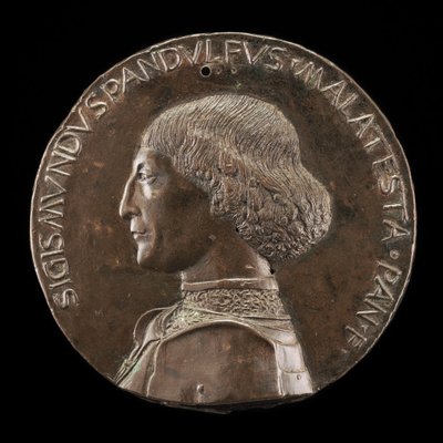 西吉斯蒙多-潘道夫-马拉特斯塔，1417-1468年，里米尼和法诺的领主[正面]，1446年。 作者 马蒂奥·迪·安德里亚·德·帕斯蒂