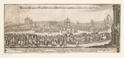 布拉干萨的凯瑟琳启程前往英国，1662 年 4 月 20 日
Prächtiger Durchzug der Königin Catharina von Gross Britanien, so geschehen in Lisabona den 20 April Ao. 1662（标题见实物）
布拉干萨的凯瑟琳与英国国王查尔斯的婚礼 作者 马修·梅里安 (II)