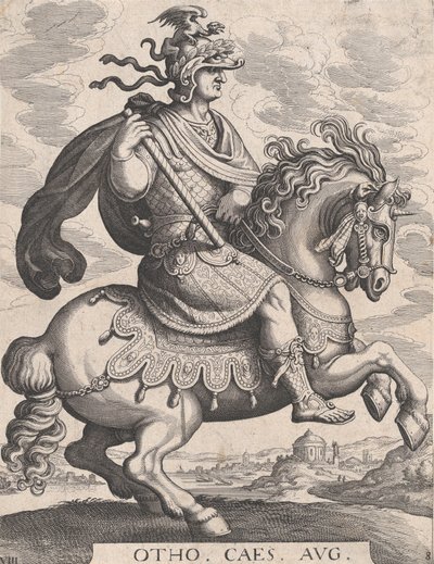 图版8：马背上的奥托皇帝，出自《前十二位罗马凯撒》，出自Tempes...，1610-50。 作者 马特乌斯·梅里安