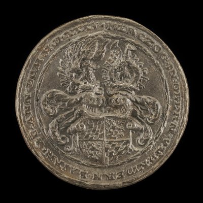 盾牌与卡斯克和纹章[背面]，1535年。 作者 马特斯·杰贝尔