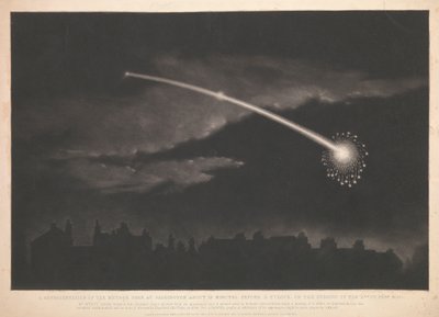 1850 年 2 月 11 日晚 11 点前约 12 分钟在帕丁顿看到的流星图像 作者 马修·科特斯·怀亚特