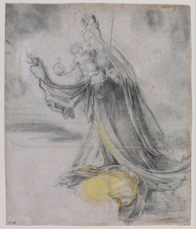 "云中的圣母与圣婴"，约 1509-1511 年（水彩画 作者 马蒂亚斯（c.1480 1528）格吕内瓦尔德