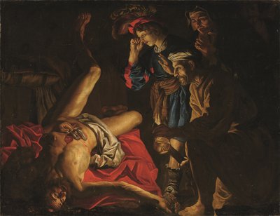 加图之死》（布面油画） 作者 Matthias (c.1600 p.1650) (工作室) Stomer