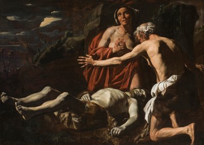 亚当和夏娃哀悼亚伯（1632-1635）逝世。 作者 马蒂亚斯·斯托默（Matthias Stomer）