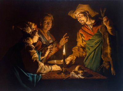 以扫和雅各"，1640年代。 作者 马蒂亚斯·斯托默（Matthias Stomer）