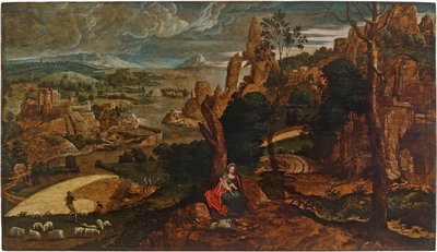 逃往埃及时与其余人的风景，1540-1545。 作者 马蒂斯公鸡