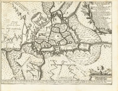 贝勒格-范-根特，1708 年
协约国军队于 1708 年 12 月 22 日围攻根特市和城堡的计划。1708 年 12 月，在马尔伯勒亲王和公爵的指挥下（标题见实物） 作者 Matthij 的游泳池（可能）